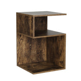 Artiss Bedside Table Shelves Side End Table Storage Nightstand Rust Oak UMENI - Side View