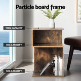 Artiss Bedside Table Shelves Side End Table Storage Nightstand Rust Oak UMENI - 45-Degree Angle