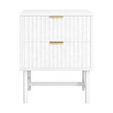 Artiss Bedside Table 2 Drawers - White - Side View