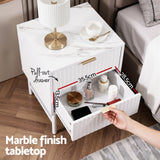 Artiss Bedside Table 2 Drawers - White - Top-Down View