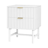 Artiss Bedside Table 2 Drawers - White - Close-Up Angle
