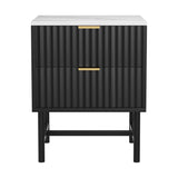 Stylish Black Bedside Table with 2 Drawers for Enhanced Bedroom Organization - Side View