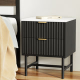 Stylish Black Bedside Table with 2 Drawers for Enhanced Bedroom Organization - Rear View
