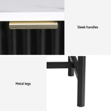 Artiss Bedside Table 2 Drawers - Black - Rear View