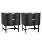 Artiss bedside tables with 2 drawers, set of 2, black