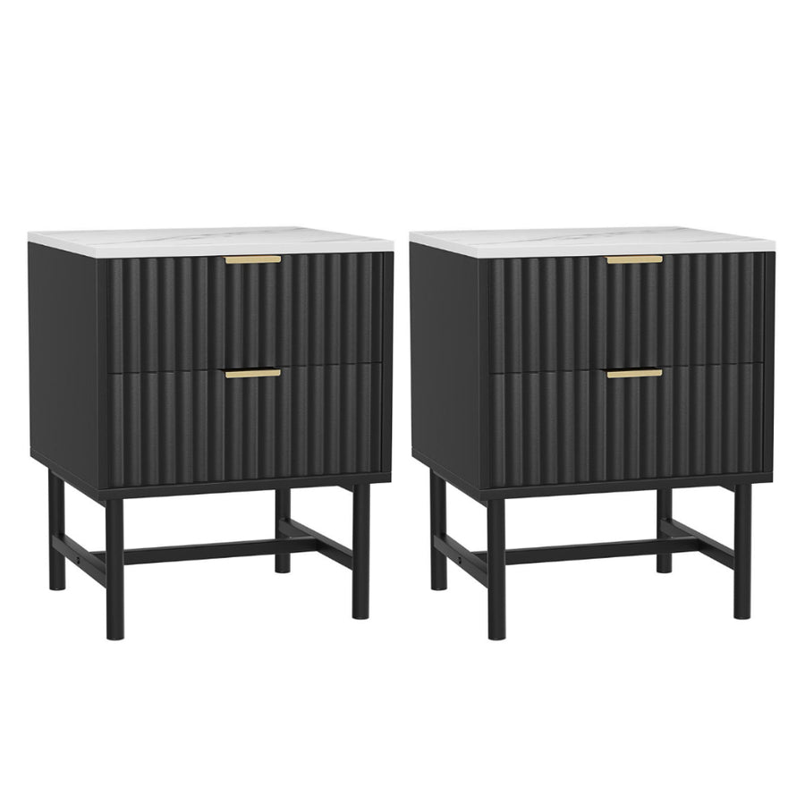 Artiss bedside tables with 2 drawers, set of 2, black