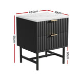 Artiss 2x Bedside Table 2 Drawers - Black - Front View