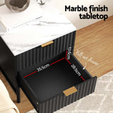 Artiss 2x Bedside Table 2 Drawers - Black - Top-Down View