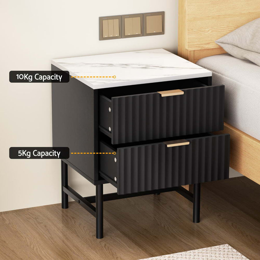 Artiss bedside tables with 2 drawers, set of 2, black, image 5