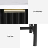 Artiss 2x Bedside Table 2 Drawers - Black - Rear View