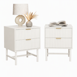 Artiss 2X Bedside Table White Nightstand 2 Drawers - Front View