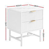 Artiss 2X Bedside Table White Nightstand 2 Drawers - Side View