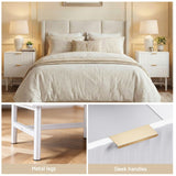 Artiss 2X Bedside Table White Nightstand 2 Drawers - Rear View