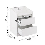 Artiss Bedside Table Nightstand with Charging Station 2 Drawers LED White