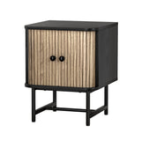 Artiss Bedside Table Side End Table Slidng Doors Storage Nightstand Black BORIS - Front View
