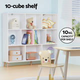 Artiss Bookshelf 3 Tiers 10 Cubes - CORA White - Rear View