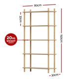 Artiss Bookshelf 5 Tiers Bookcase Display Shelves Wooden Storage Stand Rack Pine - Top-Down View