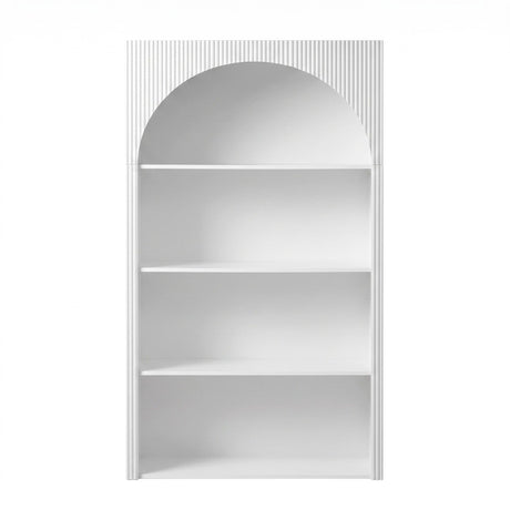 Artiss 4 Tier Bookshelf Arched Fluted Storage Display Cabinet Unit White, image 4
