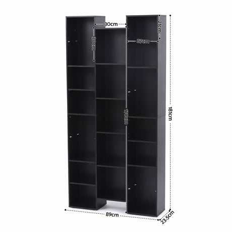 Artiss Bookshelf Display Shelves CD DVD Storage Rack Tall Bookcase Black, image 4