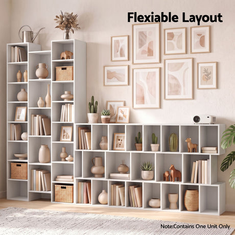 Artiss Bookshelf Display Shelves CD DVD Storage Rack Tall Bookcase White, image 8