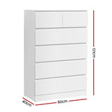 Artiss 6 Chest of Drawers - PEPE White - Top-Down View