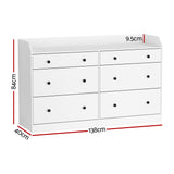 Artiss 6 Chest of Drawers - PETE White - Top-Down View