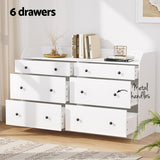 Artiss 6 Chest of Drawers - PETE White - Rear View