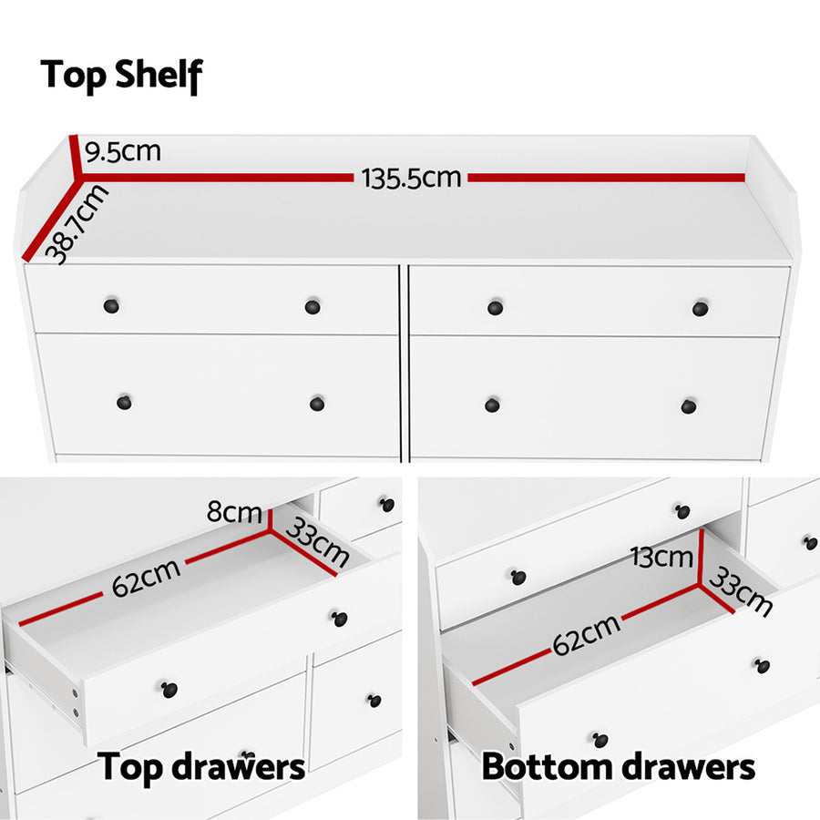 Artiss 6 Chest of Drawers - PETE White, image 8