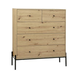 Artiss 5 Chest of Drawers - ARNO Pine - Side View
