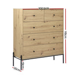 Artiss 5 Chest of Drawers - ARNO Pine - Top-Down View
