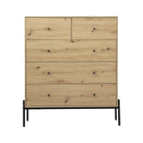 Artiss 5 Chest of Drawers - ARNO Pine - 45-Degree Angle