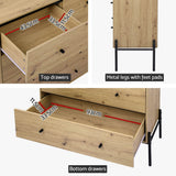 Artiss 5 Chest of Drawers - ARNO Pine - Low Angle