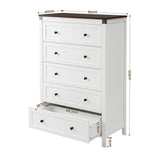 Artiss 5 Chest of Drawers Storage Tallboy White & Walnut - Side View