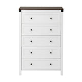Artiss 5 Chest of Drawers Storage Tallboy White & Walnut - Top-Down View