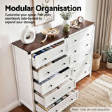 Artiss 5 Chest of Drawers Storage Tallboy White & Walnut - Close-Up Angle