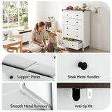 Artiss 5 Chest of Drawers Storage Tallboy White & Walnut - Low Angle