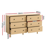 Artiss 6 Chest of Drawers Tallboy Cabinet - RUTH Pine - Top-Down View
