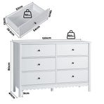 Artiss 6 Chest of Drawers Dresser Lowboy Curved Edge Scalloped White Bedroom, image 4