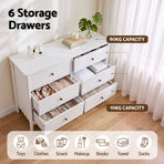 Artiss 6 Chest of Drawers Dresser Lowboy Curved Edge Scalloped White Bedroom, image 6