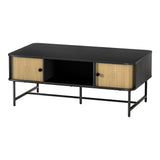 Artiss Coffee Table Sliding Drawer Door Black Boris - 45-Degree Angle