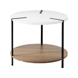 Artiss Coffee Table Side Table Round White Cedric - Close-Up Angle