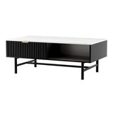 Artiss Coffee Table Drawer Storage Shelf Black - Close-Up Angle