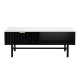 Artiss Coffee Table Drawer Storage Shelf Black - Side View