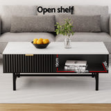 Artiss Coffee Table Drawer Storage Shelf Black - Top-Down View