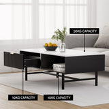 Artiss Coffee Table Drawer Storage Shelf Black - 45-Degree Angle