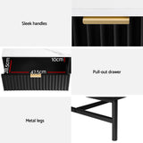 Artiss Coffee Table Drawer Storage Shelf Black - Rear View