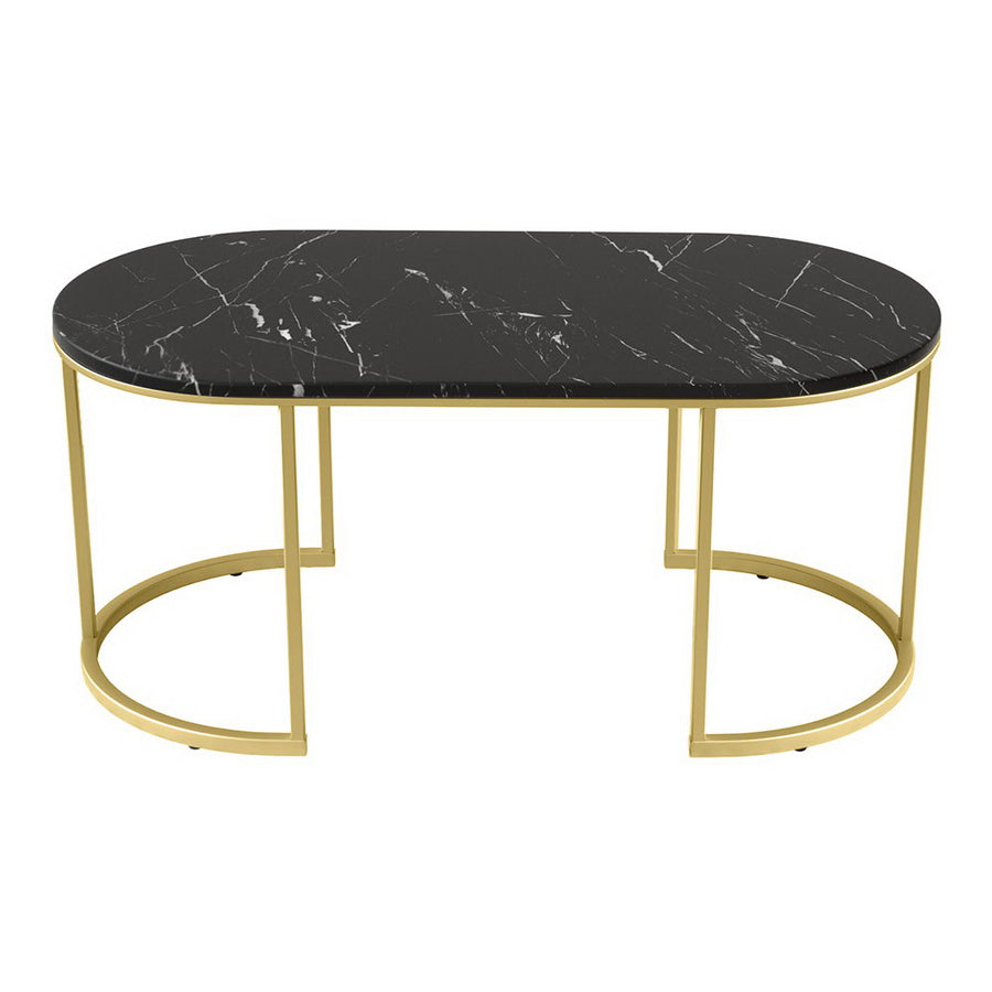 Artiss Coffee Table Marble Effect Black