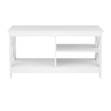 Artiss Coffee Table Storage Shelf White - Side View