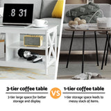Artiss Coffee Table Storage Shelf White - 45-Degree Angle