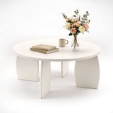 Artiss Round Coffee Table High-Gloss Center Table Minimalist Living Room Furniture 78x35cm Cream White - Front View